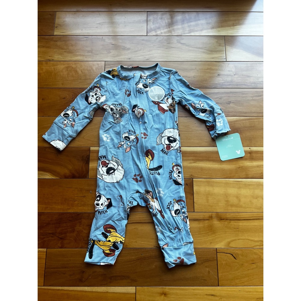 Disney Baby Dog Print 2-Way Zip Sleeper Pluto Max Patch Blue 3-6 Months NWT